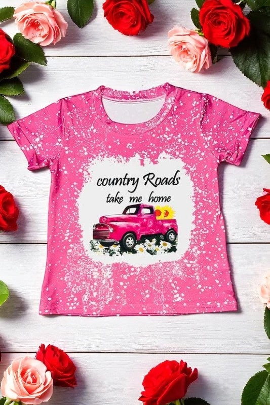 COUNTRY ROADS TAKE ME HOME Pink printed t-shirt DLH0923-06 A16S5