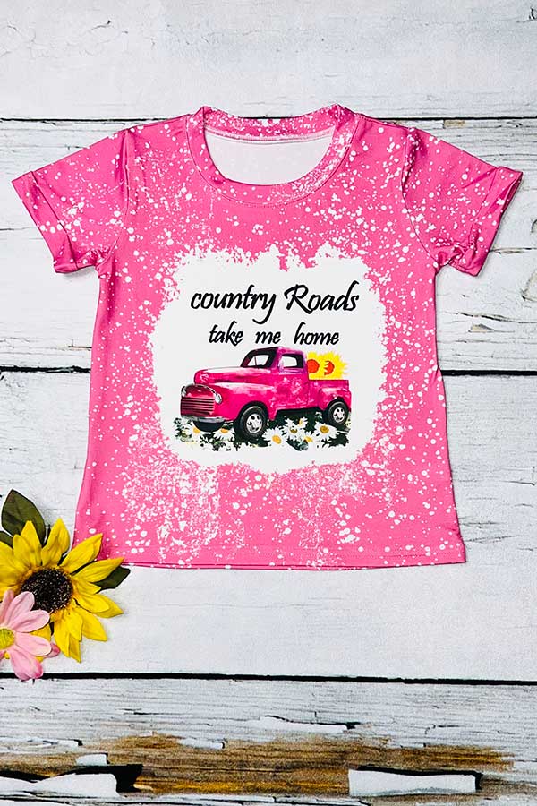 COUNTRY ROADS TAKE ME HOME Pink printed t-shirt DLH0923-06 A16S5