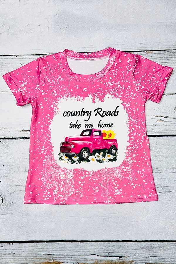 COUNTRY ROADS TAKE ME HOME Pink printed t-shirt DLH0923-06 A16S5