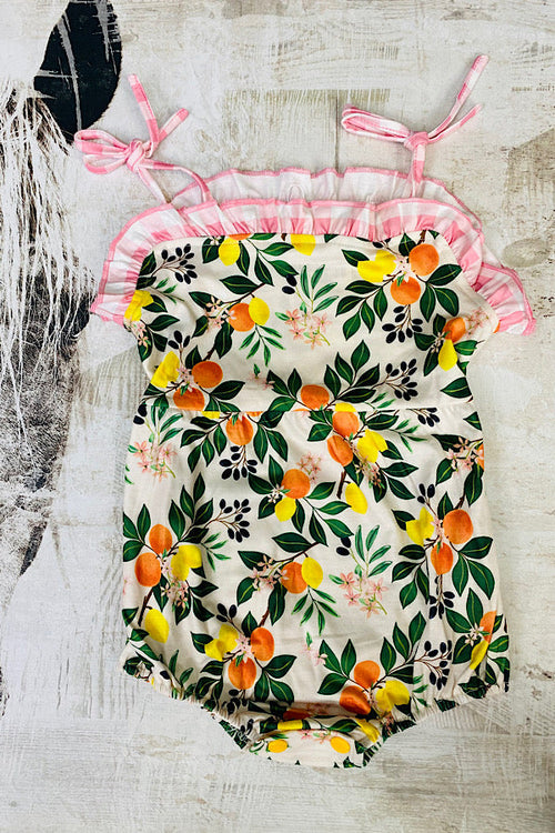 Shop Orange & Lemons printed girl baby romper XCH0999-2H (A13S2)